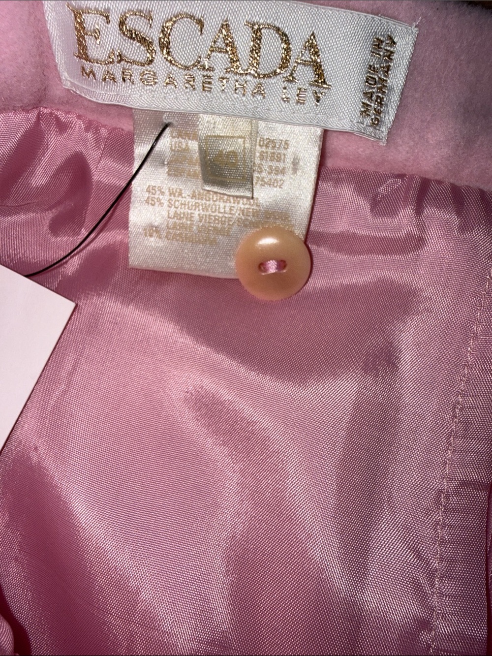 Vintage Escada Margaretha Ley Pink Pencil Skirt Wool Cashgora 1980 size 40 US 8 - Picture 3 of 13